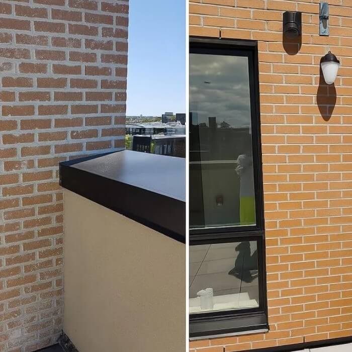 Balcony brick wall before and after cleaning